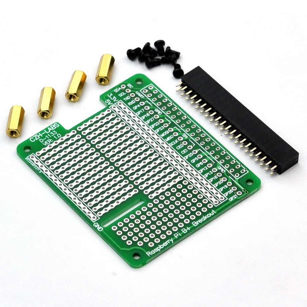 CZH-LABS Prototype Breakout PCB Shield Board Kit for Raspberry Pi 3 2 B+ A+, Breadboard DIY.