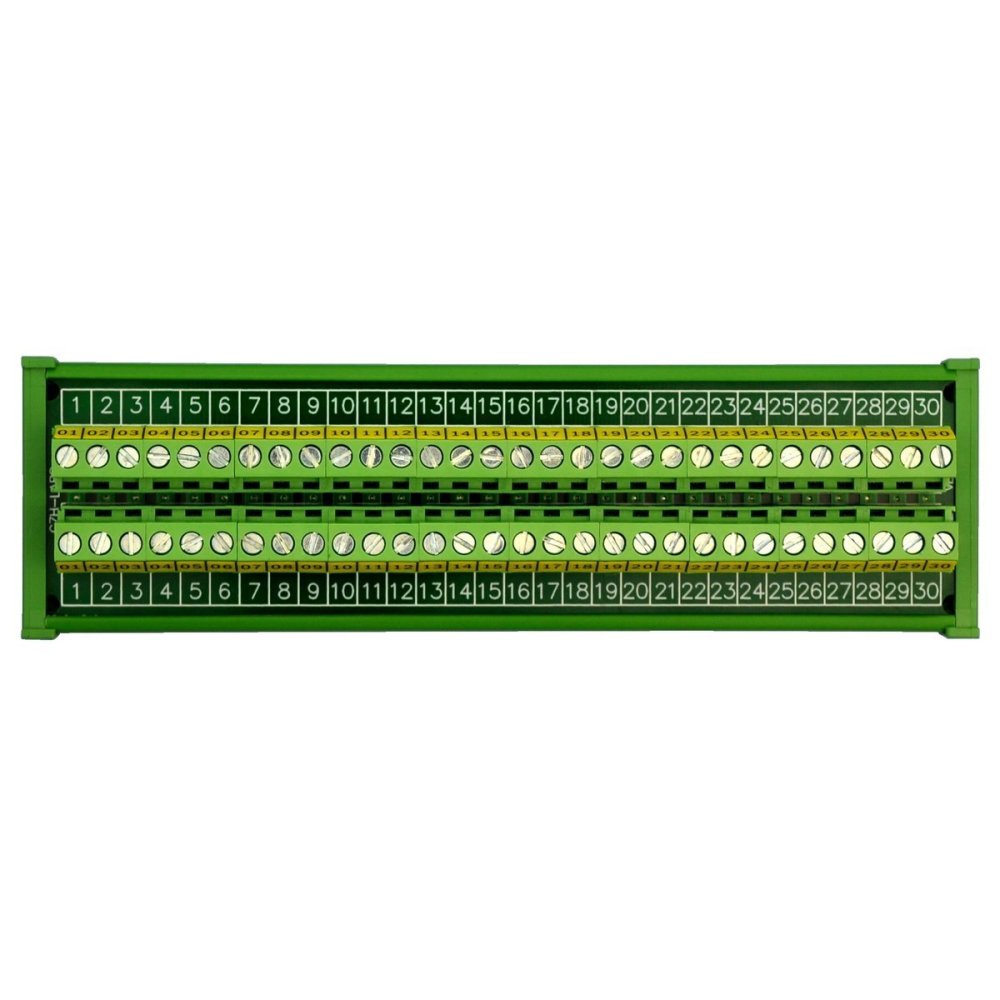 CZH-LABS DIN Rail Mount 24A/400V 30 Position Screw Terminal Block Distribution Module.