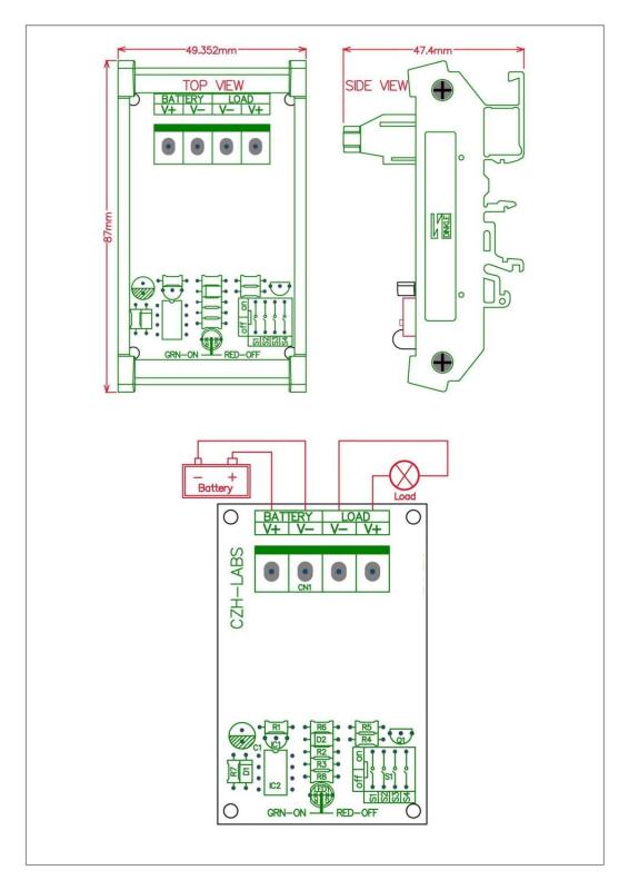 CZH-LABS DIN Rail Mount LVD Low Voltage Disconnect Module, 12V 30A, Protect Battery.