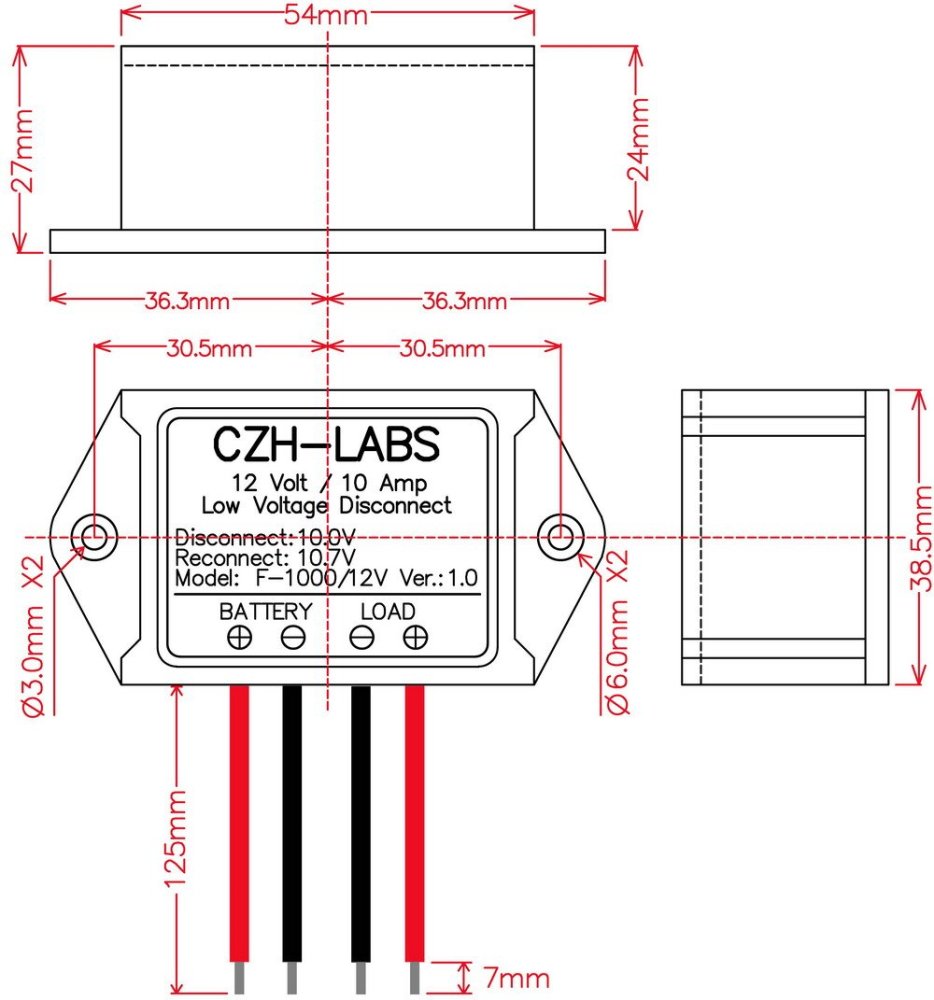 CZH-LABS Low Voltage Disconnect Module LVD, 12V 10A, Protect/Prolong Battery Life.
