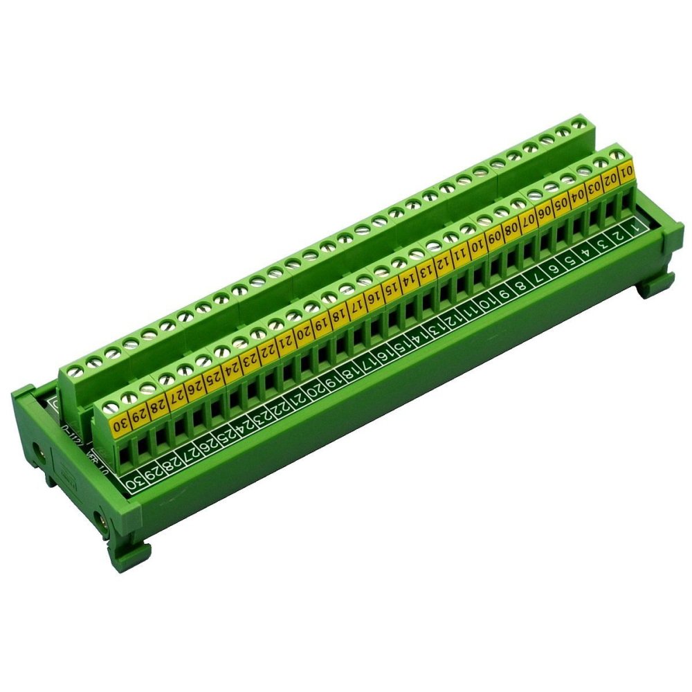 CZH-LABS DIN Rail Mount 24A/400V 30 Position Screw Terminal Block Distribution Module.