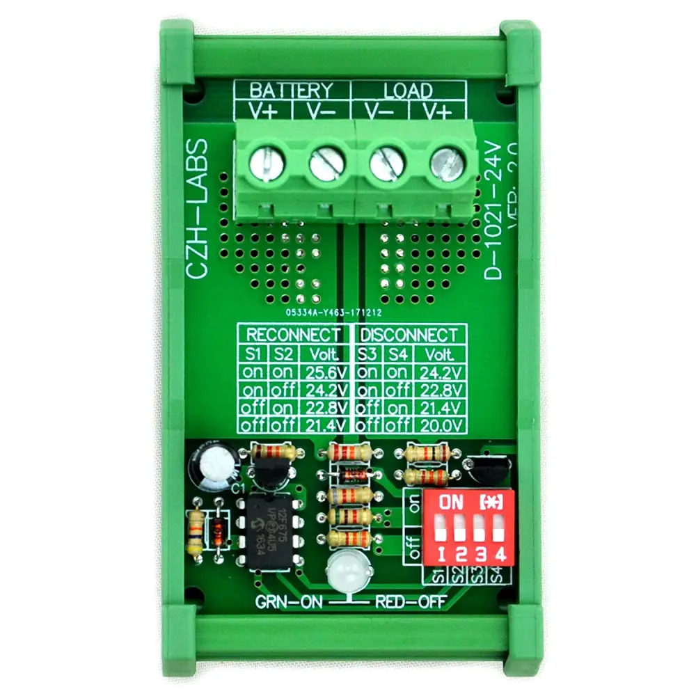 CZH-LABS DIN Rail Mount LVD Low Voltage Disconnect Module, 24V 30A ...