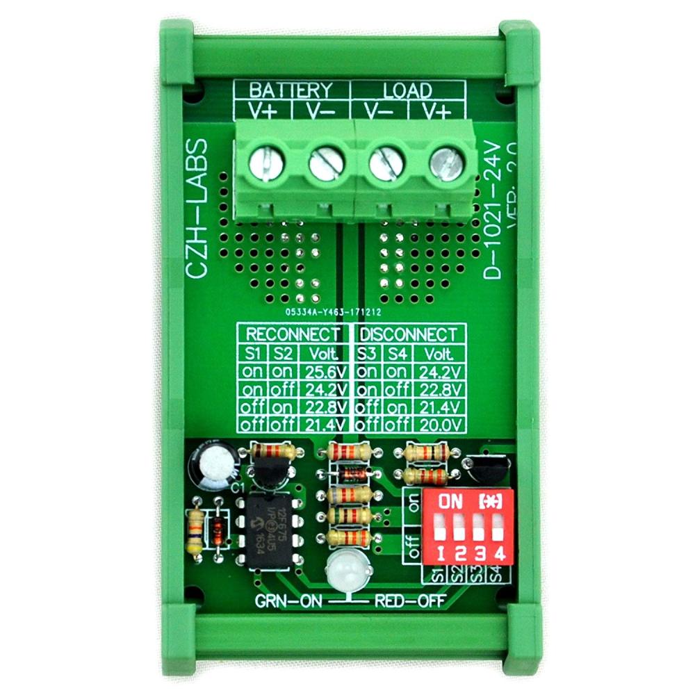 CZH-LABS DIN Rail Mount LVD Low Voltage Disconnect Module, 24V 30A, Protect Battery.