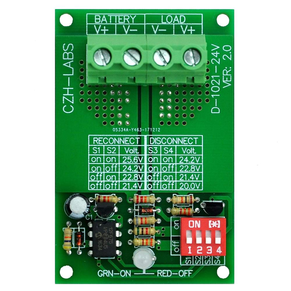 CZH-LABS Low Voltage Disconnect Module LVD, 24V 30A, Protect/Prolong Battery Life.