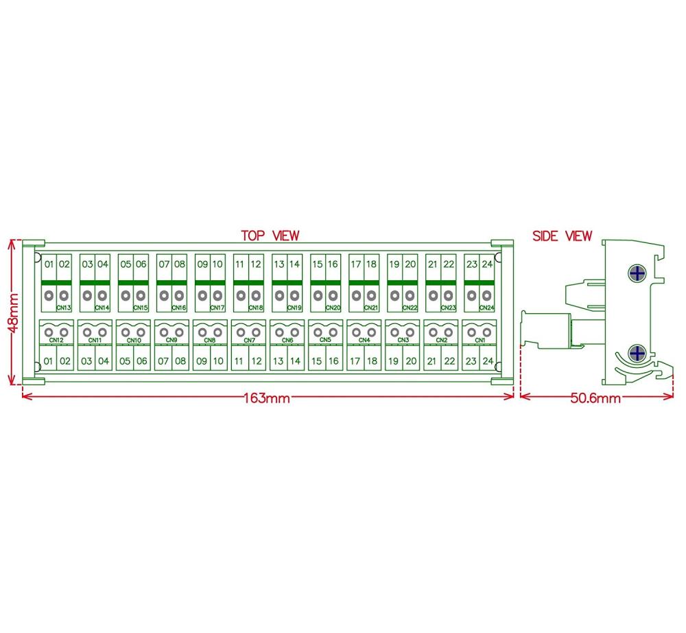 ELECTRONICS-SALON DIN Rail Mount Pluggable Side Wiring 12x2 Pole 10A/300V Terminal Block Module.