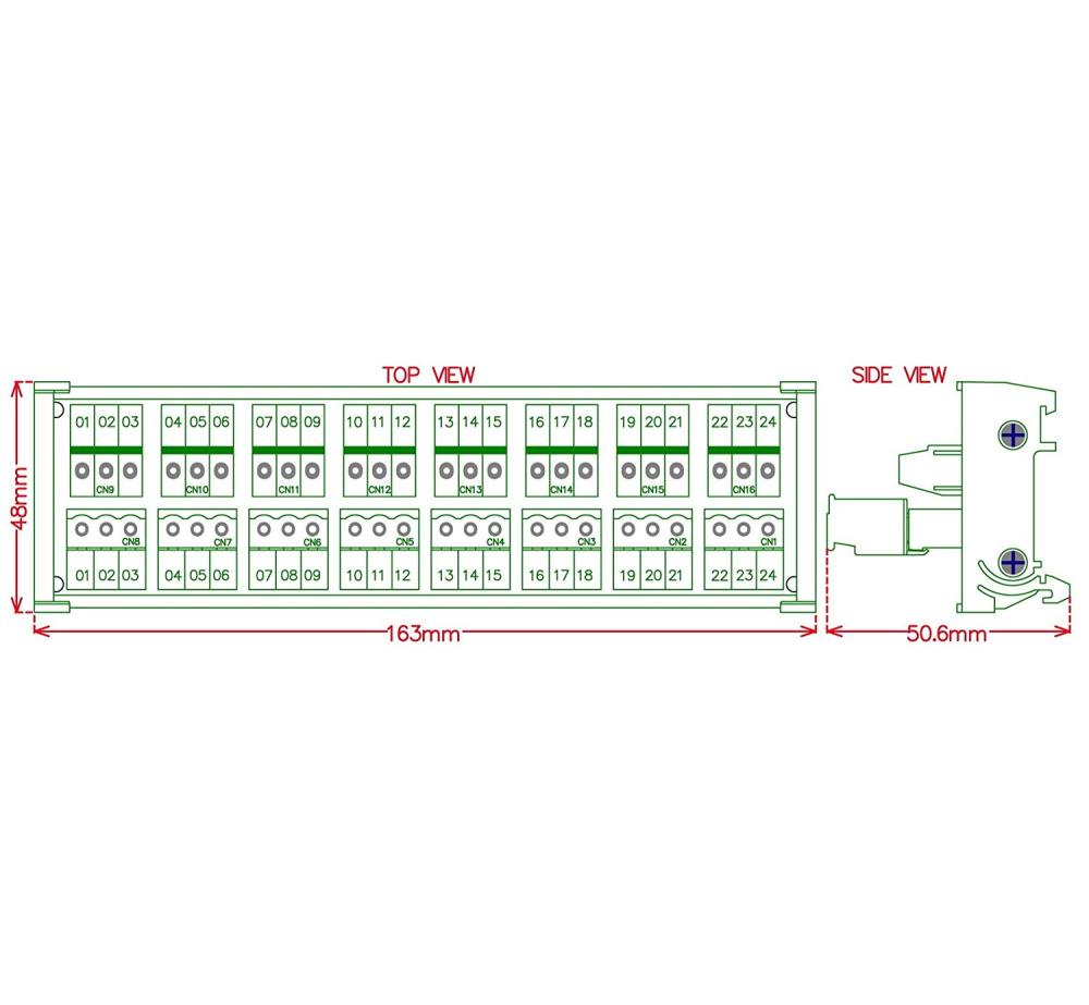 ELECTRONICS-SALON DIN Rail Mount Pluggable Side Wiring 8x3 Pole 10A/300V Terminal Block Module.