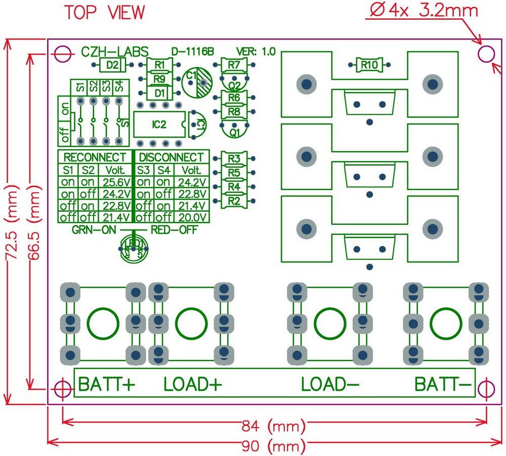 CZH-LABS DIN Rail Mount LVD Low Voltage Disconnect Module, 24V 80A, Protect Battery.