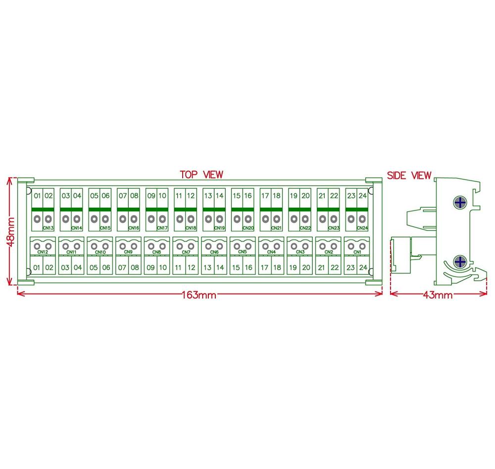 ELECTRONICS-SALON DIN Rail Mount Pluggable Top Wiring 12x2 Pole 10A/300V Terminal Block Module.