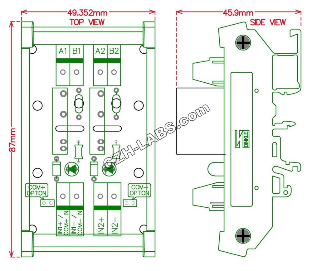 ELECTRONICS-SALON DIN Rail Mount DC24V 2 Channels DC-AC 2Amp G3MB-202P Solid State Relay SSR Module Board.