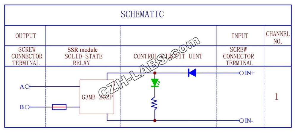 ELECTRONICS-SALON DC5V 1 Channel DC-AC 2Amp G3MB-202P Solid State Relay SSR Module Board.