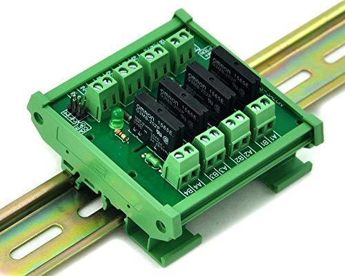 ELECTRONICS-SALON DIN Rail Mount DC24V 4 Channels DC-AC 2Amp G3MB-202P Solid State Relay SSR Module Board.