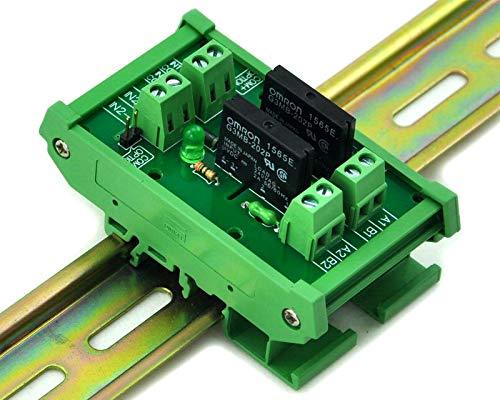 ELECTRONICS-SALON DIN Rail Mount DC24V 2 Channels DC-AC 2Amp G3MB-202P Solid State Relay SSR Module Board.
