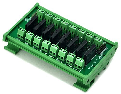 ELECTRONICS-SALON DIN Rail Mount DC24V 8 Channels DC-AC 2Amp G3MB-202P Solid State Relay SSR Module Board.