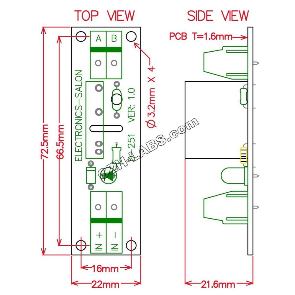 ELECTRONICS-SALON DC5V 1 Channel DC-AC 2Amp G3MB-202P Solid State Relay SSR Module Board.