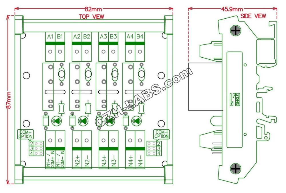 ELECTRONICS-SALON DIN Rail Mount DC5V 4 Channels DC-AC 2Amp G3MB-202P Solid State Relay SSR Module Board.