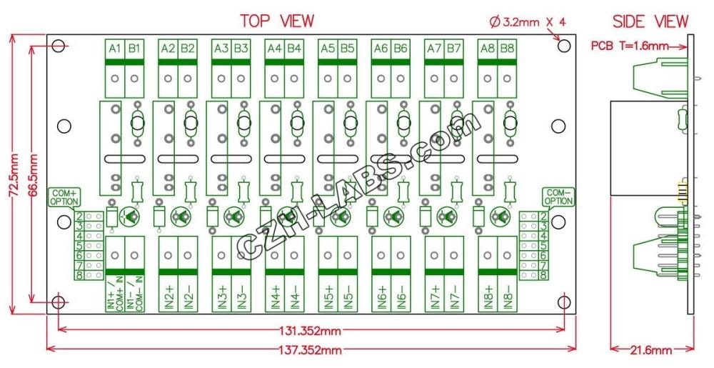 ELECTRONICS-SALON DC5V 8 Channels DC-AC 2Amp G3MB-202P Solid State Relay SSR Module Board.