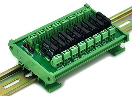 ELECTRONICS-SALON DIN Rail Mount DC24V 8 Channels DC-AC 2Amp G3MB-202P Solid State Relay SSR Module Board.