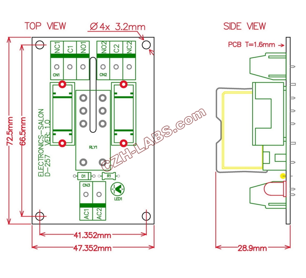 ELECTRONICS-SALON 230VAC Control DPDT 8Amp Power Relay Fused Interface Module Board, RTE24730 AC230V.