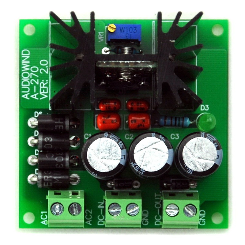 AUDIOWIND Ultra-low Noise <40μV Adjustable Voltage Regulator Module, 1.25~20V / 1.5 Amp.