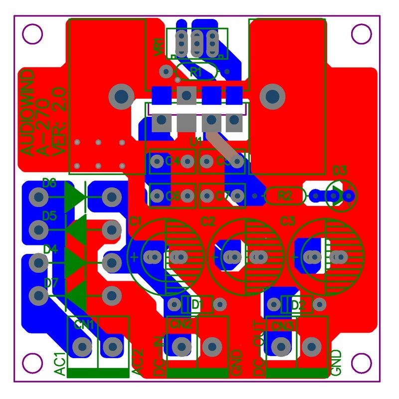 AUDIOWIND Ultra-low Noise <40μV Adjustable Voltage Regulator Module, 1.25~20V / 1.5 Amp.