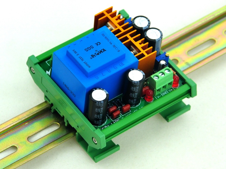CZH-LABS DIN Rail Mount In AC115V Out +/- DC1.25~15.8V Adjustable Voltage Regulator.