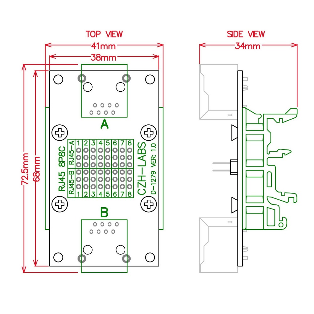 CZH-LABS RJ45 8P8C Diagnostic Test Breakout Module Board.