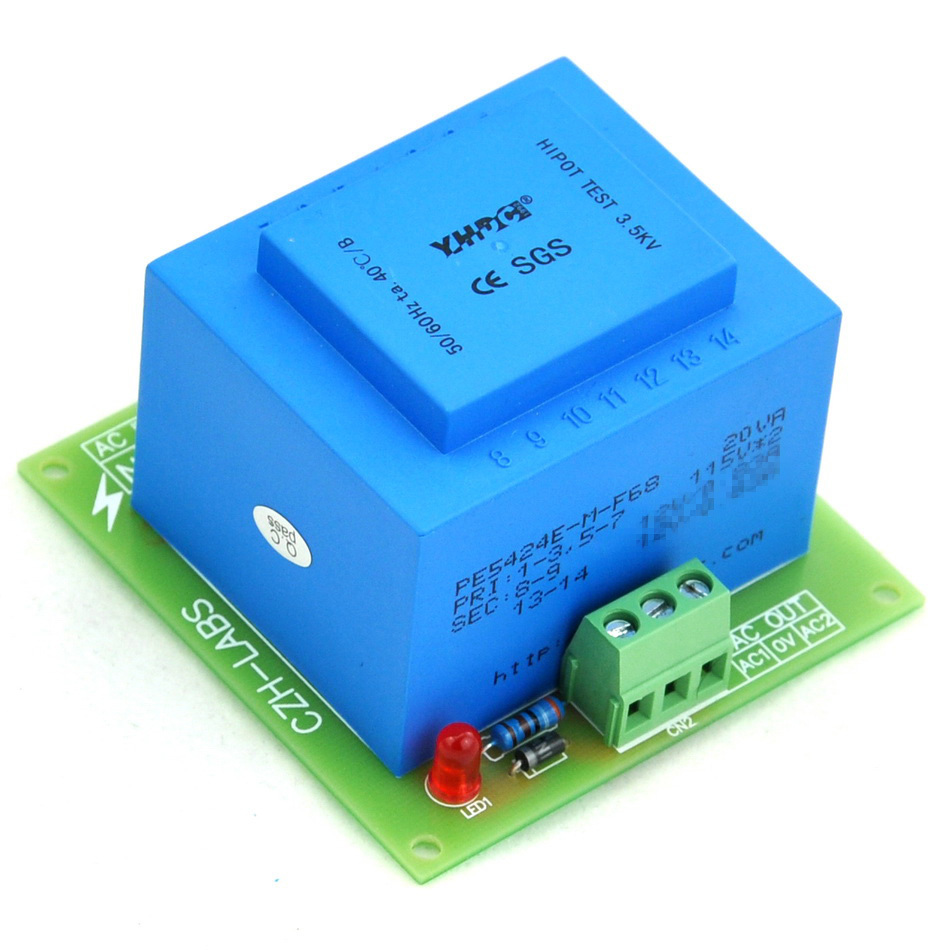 CZH-LABS Primary 115VAC, Secondary 2x 15VAC, 20VA Power Transformer Module,D-1033/K, AC15V.