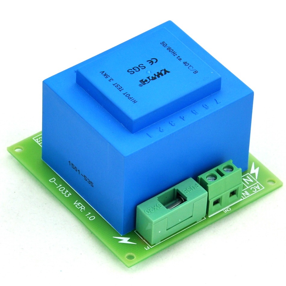 CZH-LABS Primary 115VAC, Secondary 2x 15VAC, 20VA Power Transformer Module,D-1033/K, AC15V.