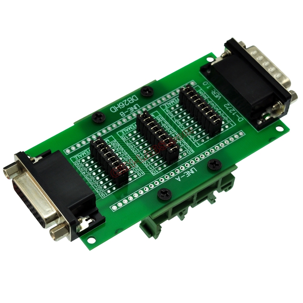 CZH-LABS DIN Rail Mount D'sub DB26HD Diagnostic Test Breakout Board, DSUB DB26HD Connector Male to Female.