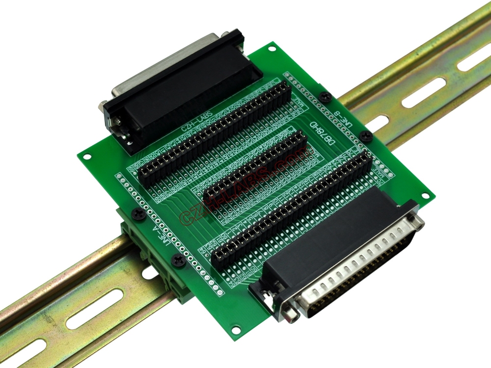 CZH-LABS DIN Rail Mount D'sub DB78HD Diagnostic Test Breakout Board, DSUB DB78HD Connector Male to Female.