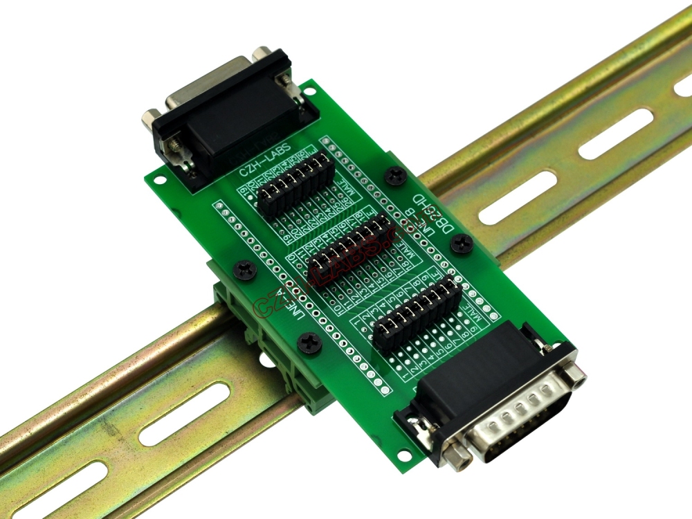 CZH-LABS DIN Rail Mount D'sub DB26HD Diagnostic Test Breakout Board, DSUB DB26HD Connector Male to Female.