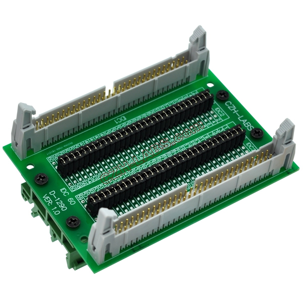 CZH-LABS DIN Rail Mount IDC60 2x30Pin 0.1" Pitch(2.54mm) Header Diagnostic Test Breakout Board.