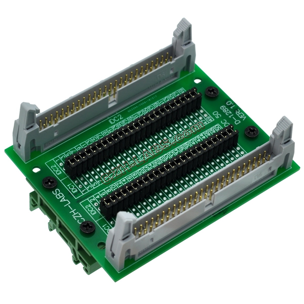 CZH-LABS DIN Rail Mount IDC50 2x25Pin 0.1" Pitch(2.54mm) Header Diagnostic Test Breakout Board.