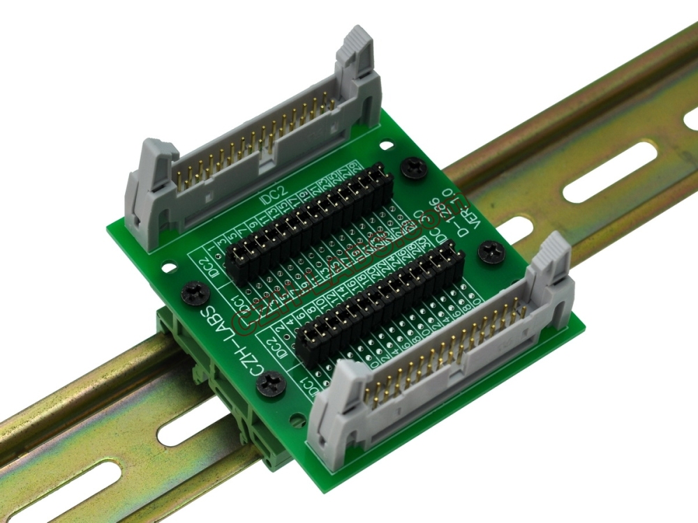 CZH-LABS DIN Rail Mount IDC30 2x15Pin 0.1" Pitch(2.54mm) Header Diagnostic Test Breakout Board.