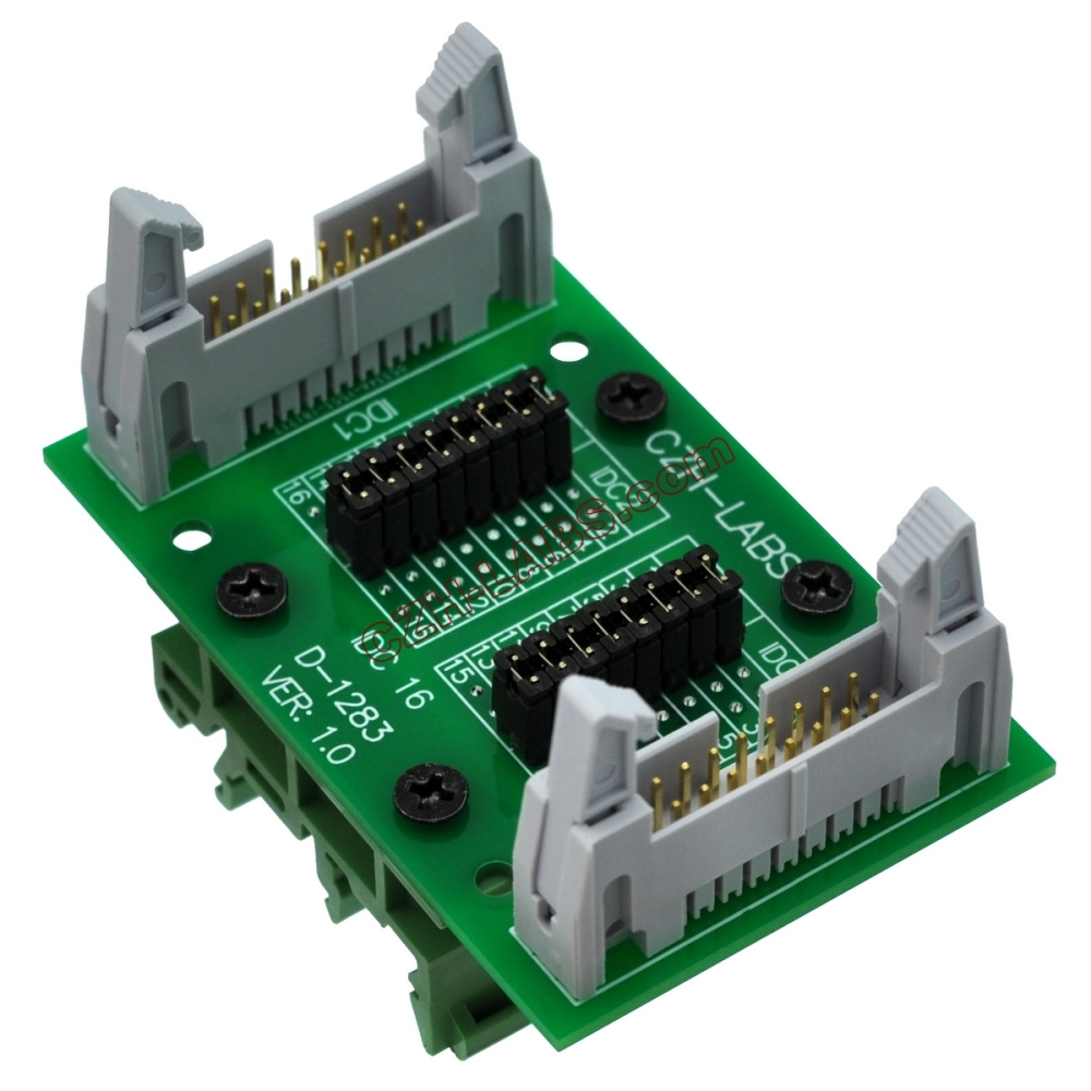CZH-LABS DIN Rail Mount IDC16 2x8Pin 0.1" Pitch(2.54mm) Header Diagnostic Test Breakout Board.