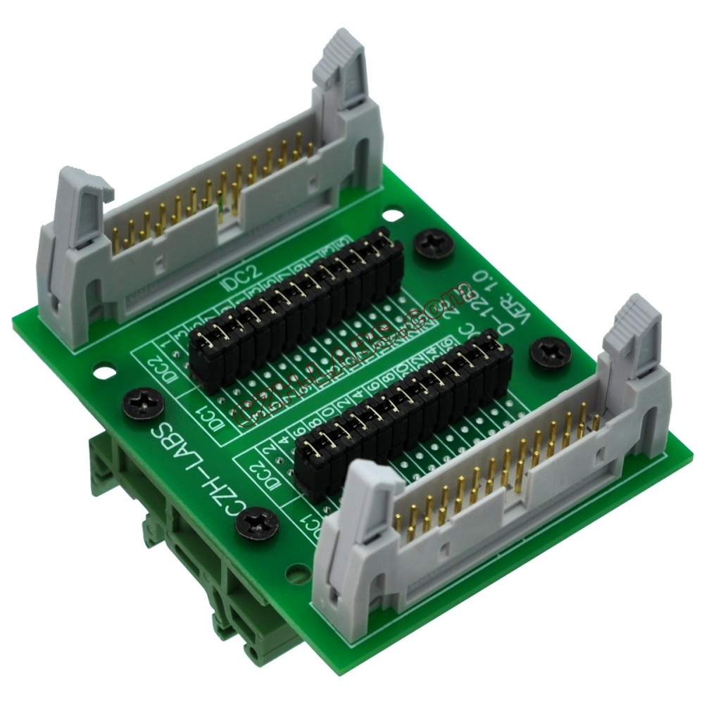 CZH-LABS DIN Rail Mount IDC26 2x13Pin 0.1" Pitch(2.54mm) Header Diagnostic Test Breakout Board.