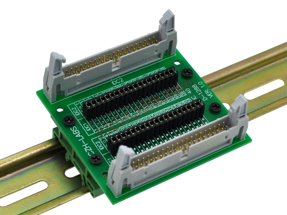 CZH-LABS DIN Rail Mount IDC40 2x20Pin 0.1" Pitch(2.54mm) Header Diagnostic Test Breakout Board.