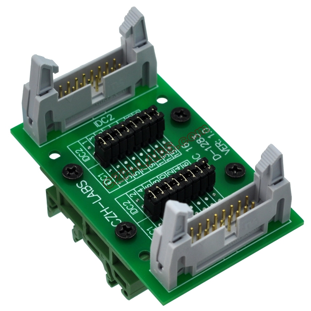 CZH-LABS DIN Rail Mount IDC16 2x8Pin 0.1" Pitch(2.54mm) Header Diagnostic Test Breakout Board.