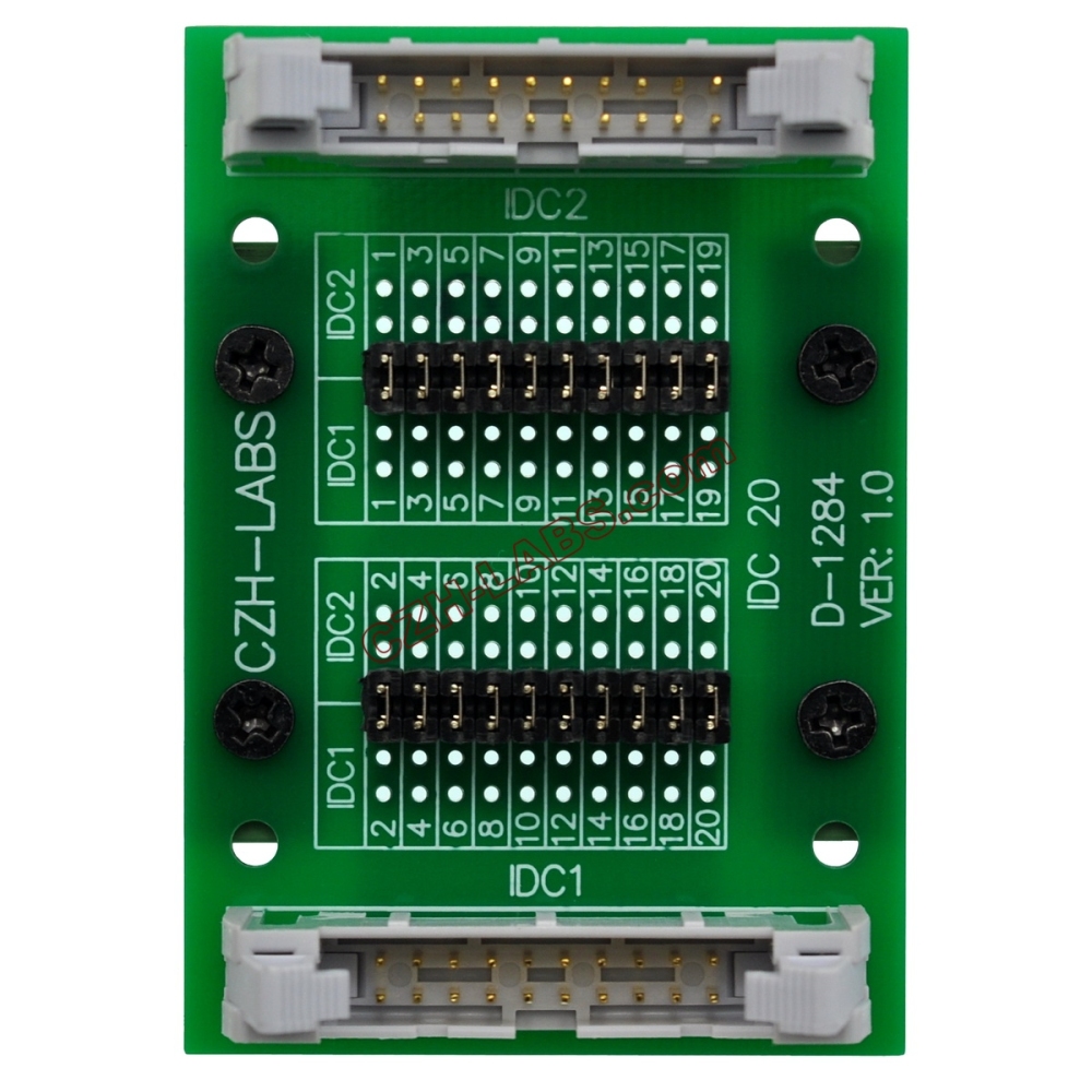CZH-LABS DIN Rail Mount IDC20 2x10Pin 0.1" Pitch(2.54mm) Header Diagnostic Test Breakout Board.