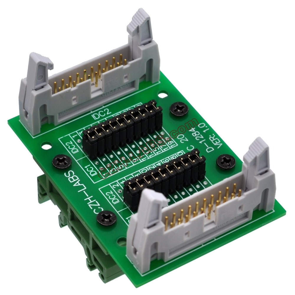 CZH-LABS DIN Rail Mount IDC20 2x10Pin 0.1" Pitch(2.54mm) Header Diagnostic Test Breakout Board.