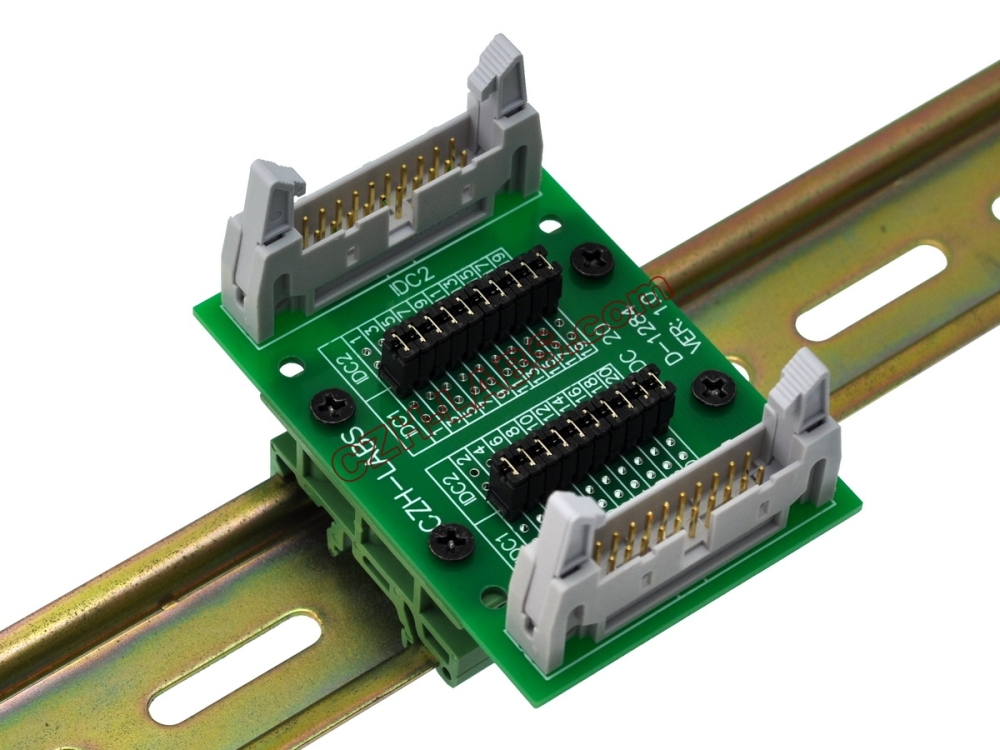 CZH-LABS DIN Rail Mount IDC20 2x10Pin 0.1" Pitch(2.54mm) Header Diagnostic Test Breakout Board.