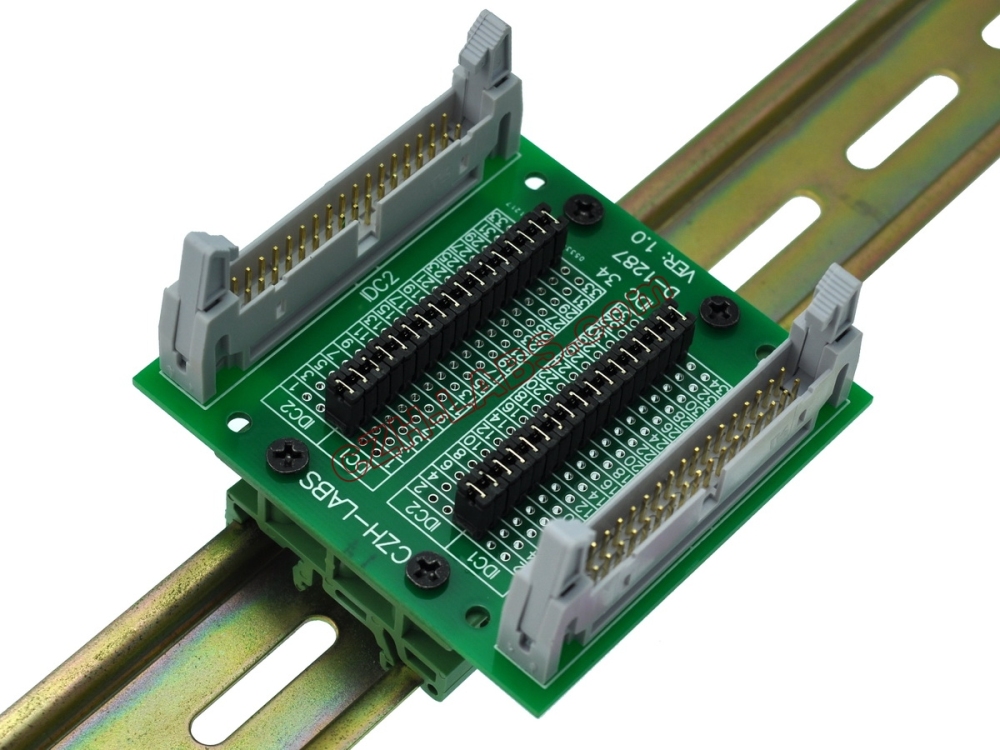 CZH-LABS DIN Rail Mount IDC34 2x17Pin 0.1" Pitch(2.54mm) Header Diagnostic Test Breakout Board.