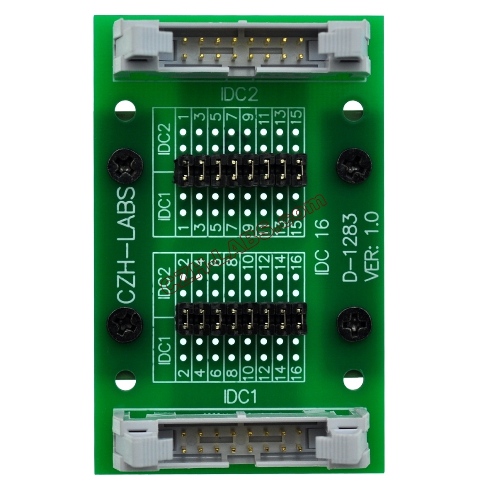 CZH-LABS DIN Rail Mount IDC16 2x8Pin 0.1" Pitch(2.54mm) Header Diagnostic Test Breakout Board.