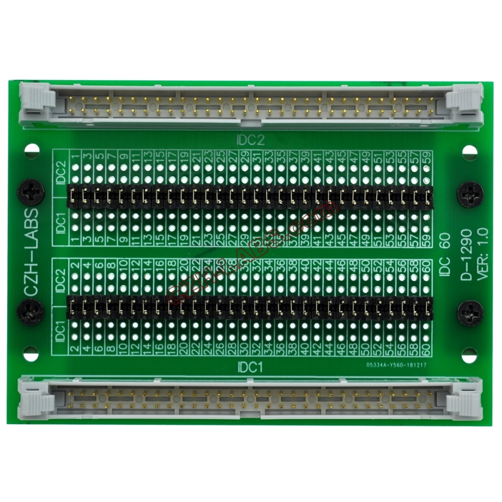 CZH-LABS DIN Rail Mount IDC60 2x30Pin 0.1" Pitch(2.54mm) Header Diagnostic Test Breakout Board.
