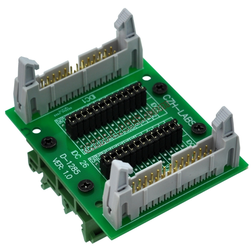 CZH-LABS DIN Rail Mount IDC26 2x13Pin 0.1" Pitch(2.54mm) Header Diagnostic Test Breakout Board.