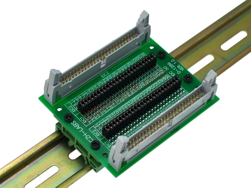CZH-LABS DIN Rail Mount IDC50 2x25Pin 0.1" Pitch(2.54mm) Header Diagnostic Test Breakout Board.