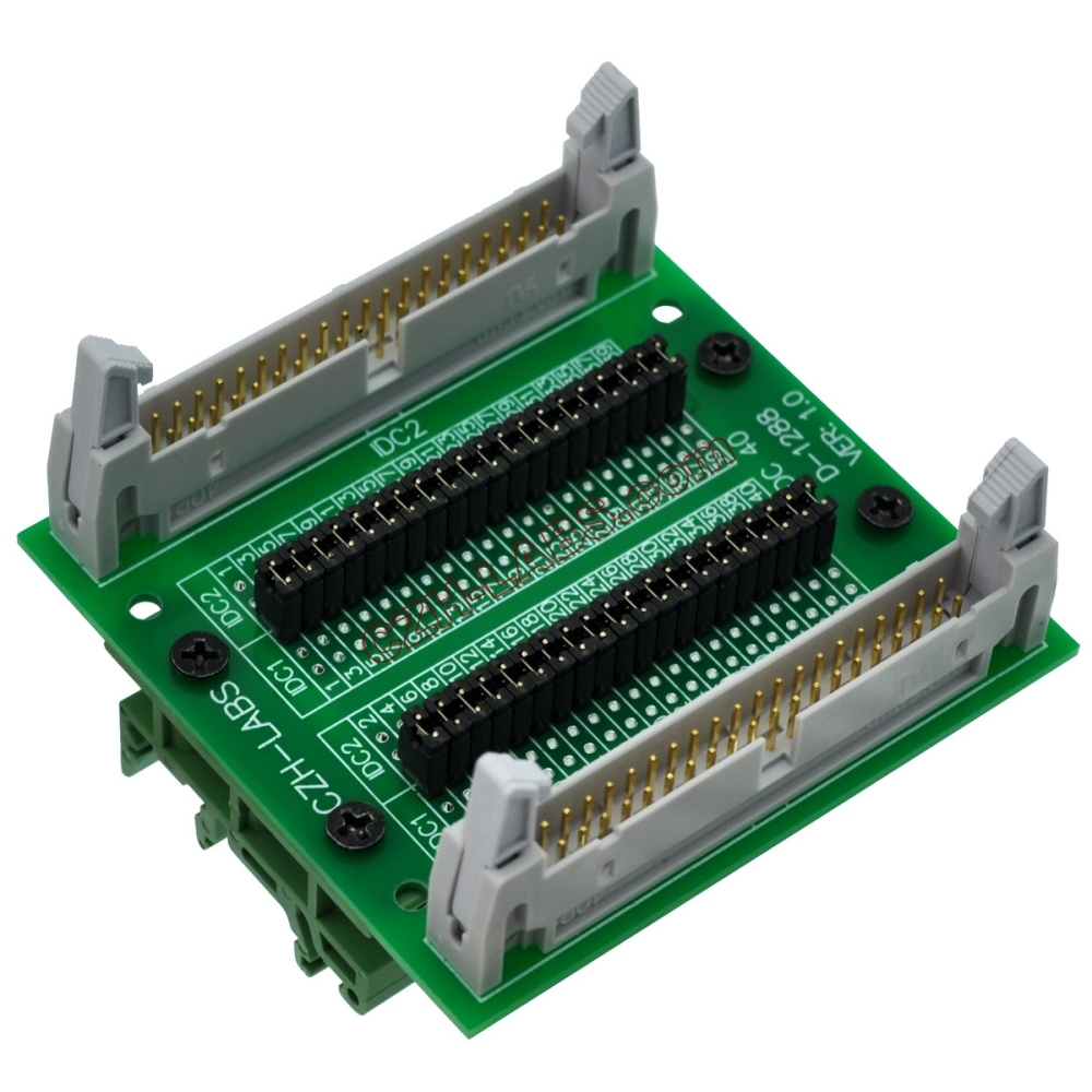 CZH-LABS DIN Rail Mount IDC40 2x20Pin 0.1" Pitch(2.54mm) Header Diagnostic Test Breakout Board.
