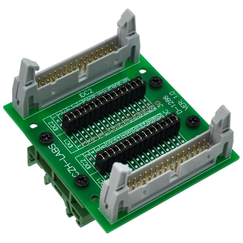 CZH-LABS DIN Rail Mount IDC30 2x15Pin 0.1" Pitch(2.54mm) Header Diagnostic Test Breakout Board.