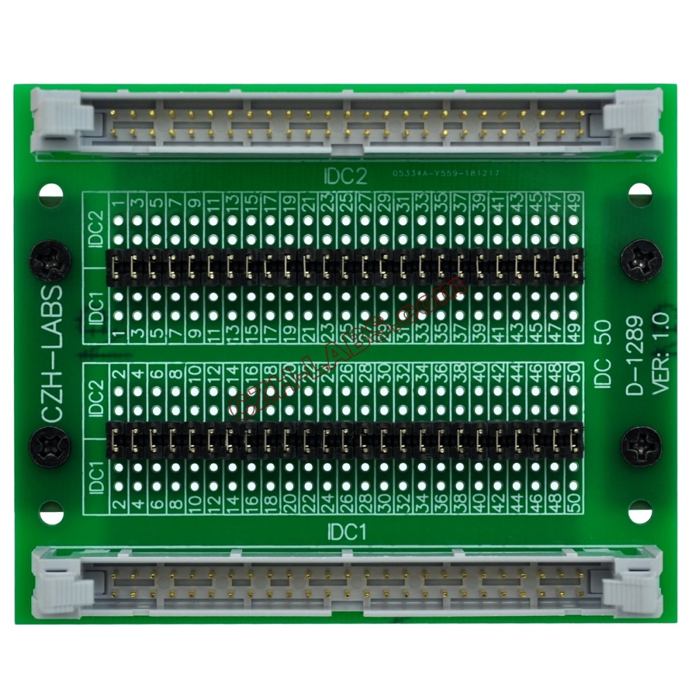 CZH-LABS DIN Rail Mount IDC50 2x25Pin 0.1" Pitch(2.54mm) Header Diagnostic Test Breakout Board.