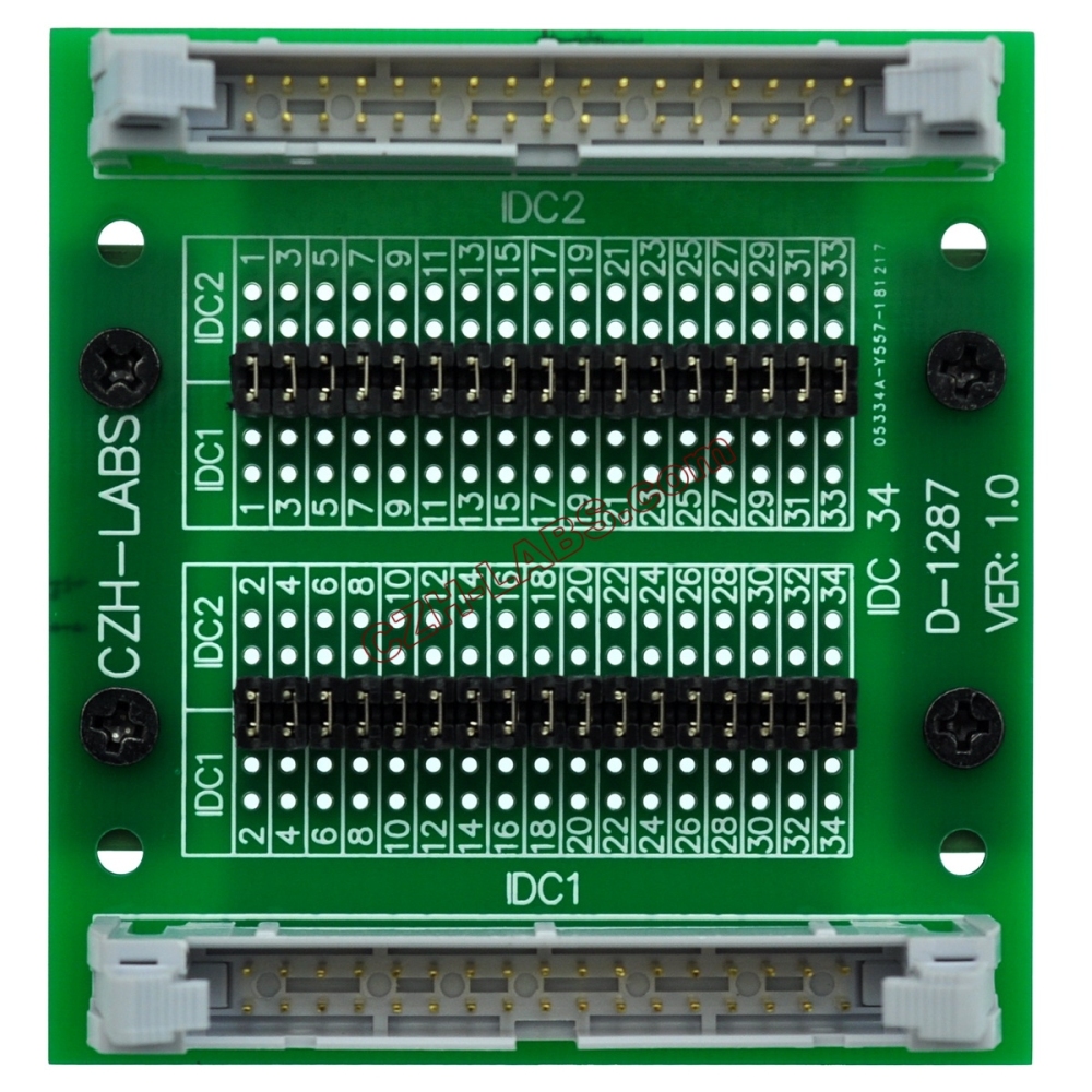 CZH-LABS DIN Rail Mount IDC34 2x17Pin 0.1" Pitch(2.54mm) Header Diagnostic Test Breakout Board.